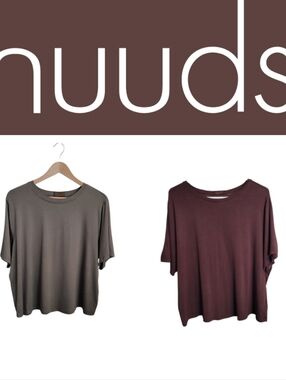 Nuuds Short Sleeve Relaxed Boxy Tee Bundle (2) Olive and Deep Brown